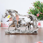 KridayKraft Golden Elegant Metal Horse Family Showpiece Metal Statue for Wealth, Income and Bright Future & Feng Shui & Vastu Decorative Desk & Living Room Décor, Ideal Gift for Horse Lovers