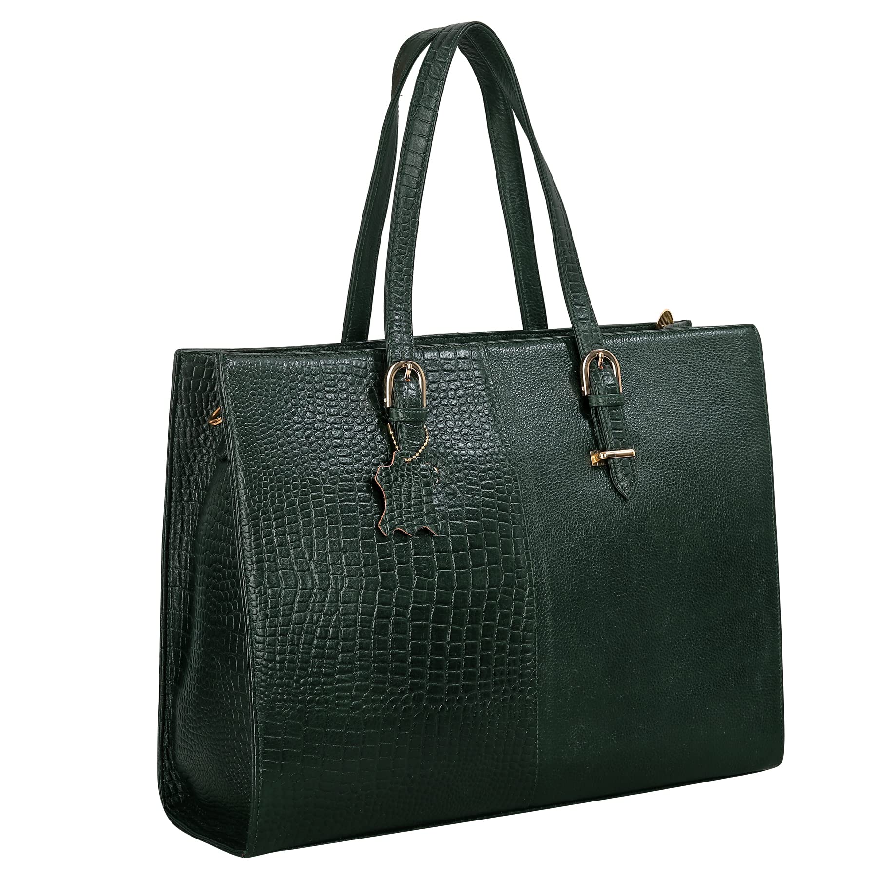 HYATT Leather Accessories Full-Grain Natural Cro Leather Ladies Handbags & Sling Shoulder Tote Bags For Women Laptop Big Size Branded Stylish. Size- L-16 X H-12.5 x W- 4.5 Inches