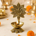 Behoma 100% Pure Brass Lotus Diya for Puja | Kamal Deepak Diya