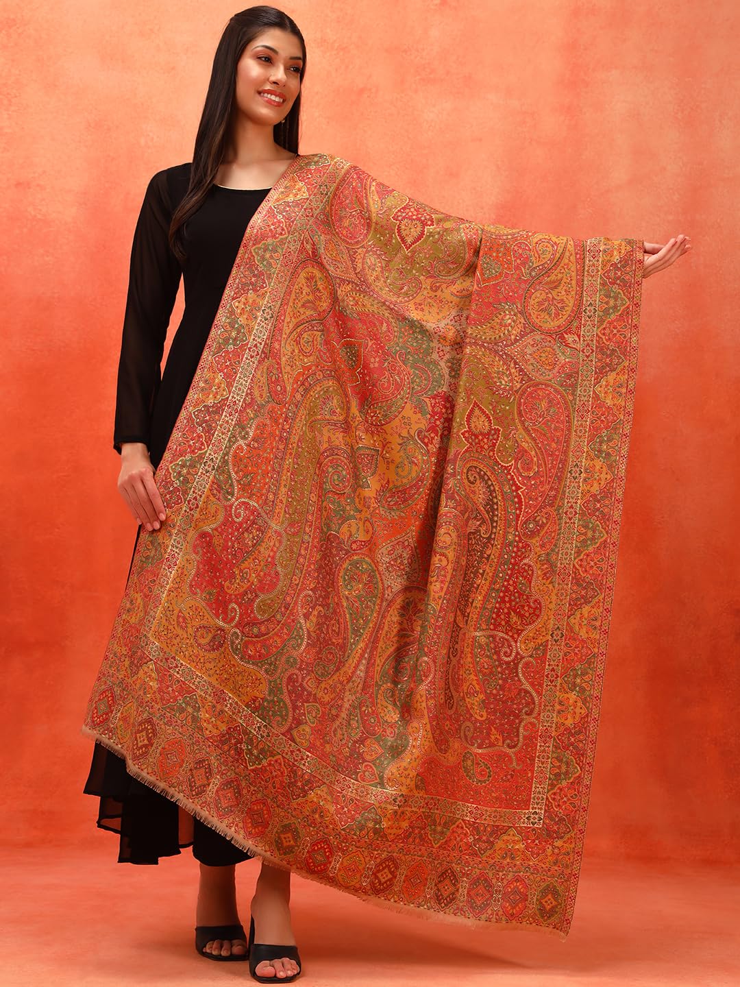 Pashmoda Women Zarveen Zari Kaani Fine Wool Shawl (Size: 40x80in, 101x203cm) ZSS07