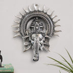 Metal Ganesha ji Statue,Ganpati Wall Hanging Sculpture Lord Ganesh Idol Lucky Feng Shui Wall Decor Your Home, Office,Religious Gift Article (Silver)