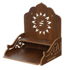 eCraftIndia Flower and Swastik Design Wooden Temple for Home with 3 Shelf | Pooja Mandir for God Idols, Sacred Spaces, and Daily Prayers | Home Temple | Diwali Decoration Items for Home Decor