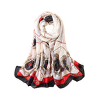CrossKulture White Red & Black Satin Silk like Scarf for Women | Stylish, Soft, & Lightweight | Satin Feel Neck Scarf, Hair Scarf, Head Scarf for Women | Long Silken Stole