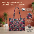 Stylique Premium Ecofriendly Jute Cotton Tote Bag | Large Women's Office Shoulder Handbag | Canvas Laptop Shopping Travel Purse with Zipper | Stylish Daily Utility Bag