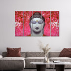 VIBECRAFTS Spiritual Gautam Buddha 5 Pieces Canvas Wall Painting For Home | Office | Living Room | Gift (PTVC5Pcs4_8529)