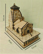QUEENS CANVAS Kedarnath Temple Wooden Souvenir MDF Pine Wood 3D Model Miniature Replica Decorative Showpiece for Car Dashboard Home Decor Gift for Women Men (3.5 x 2 x 3.5 inch)