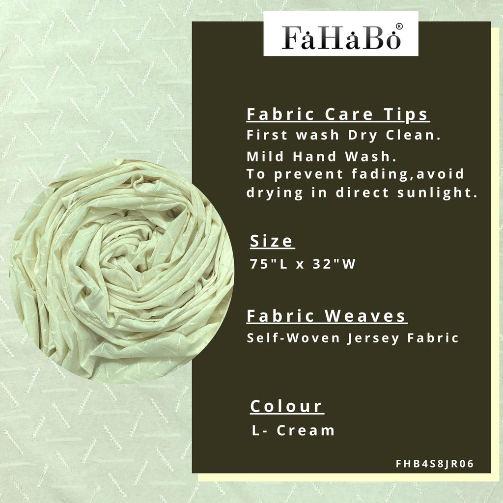 FAHABO Scarf Woman Premium Self-Woven Jersey Scarves | Hijab Scarf | Headscarf | Neck Scarf | Stoles | Wraps (L- Cream)