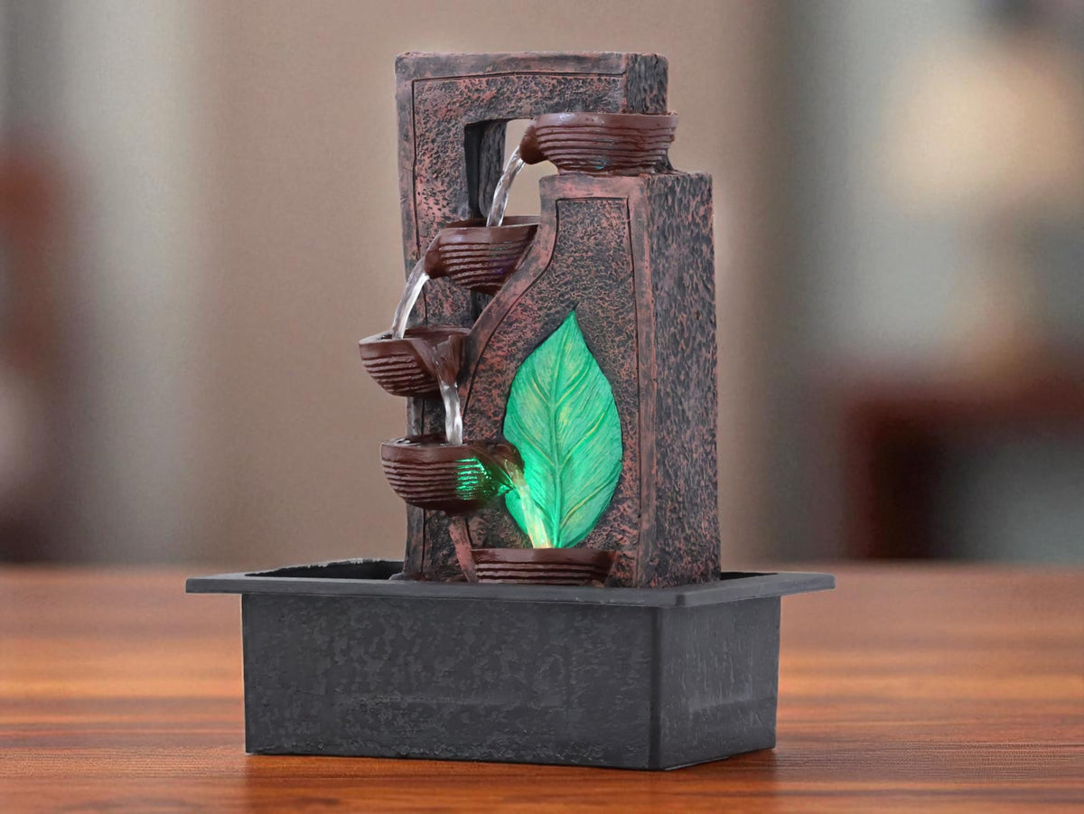 KridayKraft Decorative Waterfall Design Table top Colour Changing Lights Fountain Polyresin Showpiece for Home Garden Living Room Decor Decoration Gift Items, 40 CM 1.9 kg