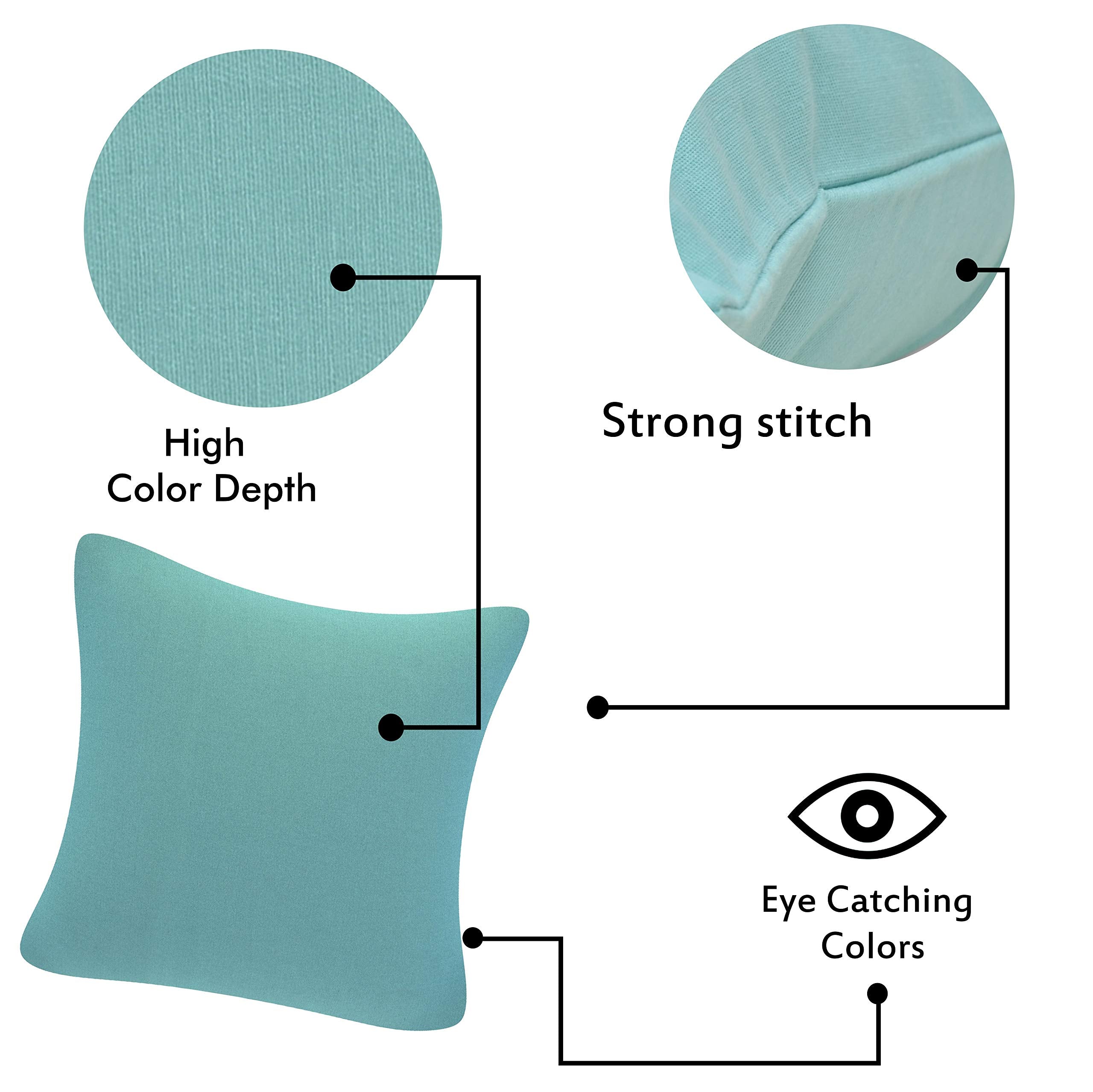 Yellow Weaves Cotton 250 TC Canvas Decorative Cushion Covers, (16 X 16 Inches), Set Of 5, Powder Blue
