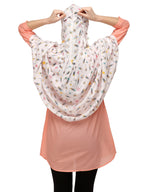 7 season's Cotton Girls Scarf (White- L Flower)