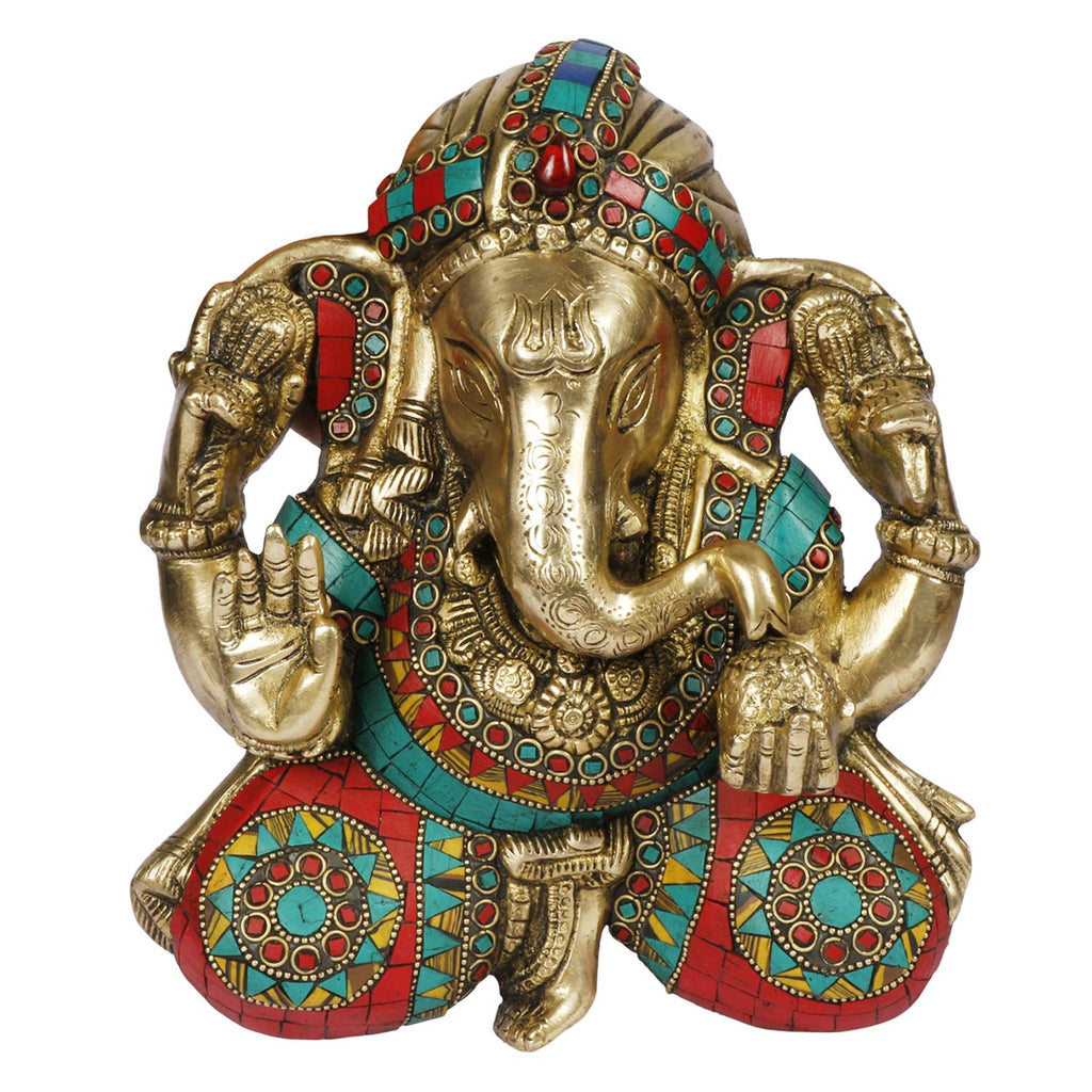 ARTVARKO Brass Ganesha wall Hanging Ganesh Statue Idol for Home Entrance Wall Living Room Decor Door Mandir (8x9 Inch)