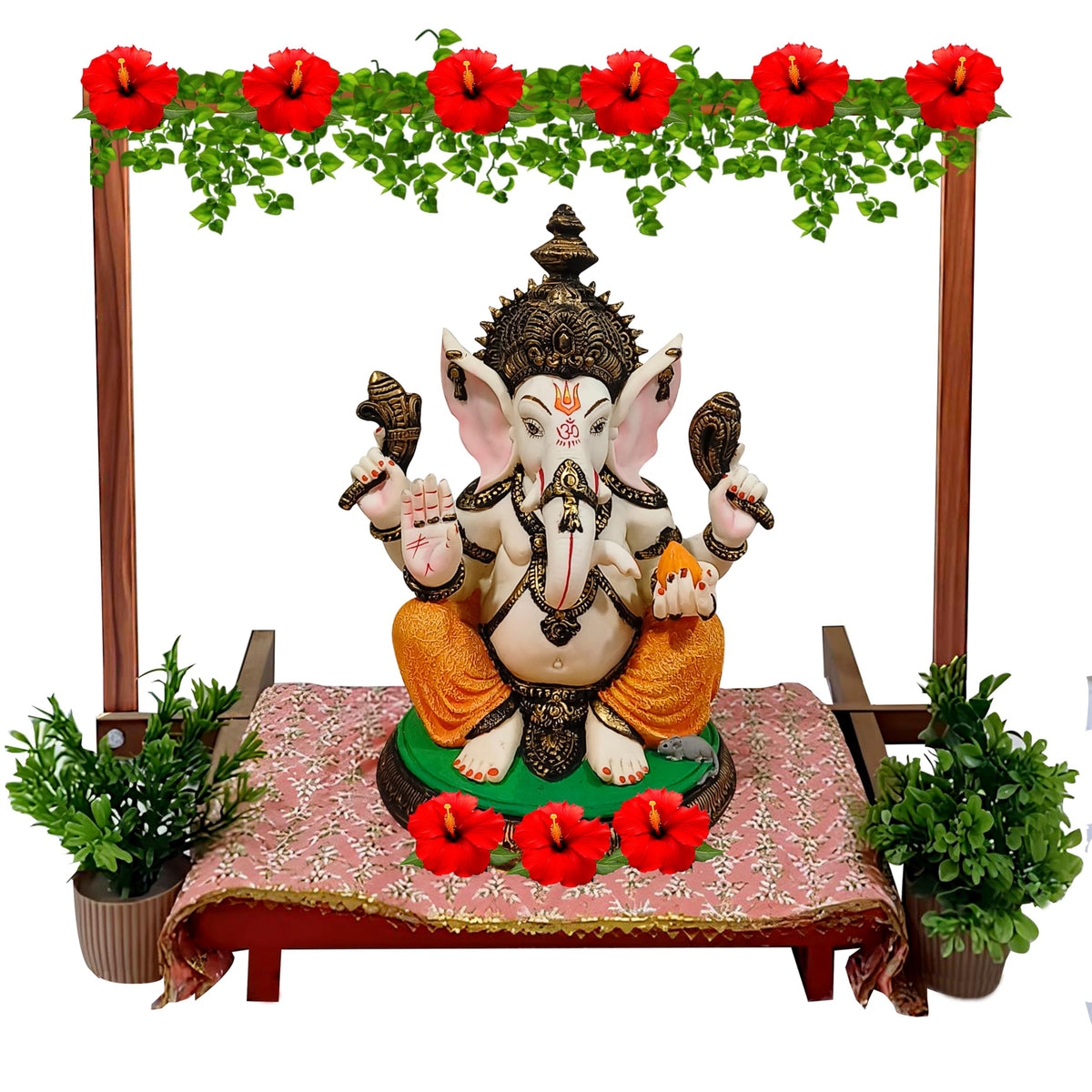 SOLOBOLO Mandir Foldable Backdrop Stand for Ganpati ,Navratri,Durga Pooja,Ideal for Home Mandir and Office as Backdrop Frame, Festival Decoration Item (a) 24x18 Inch