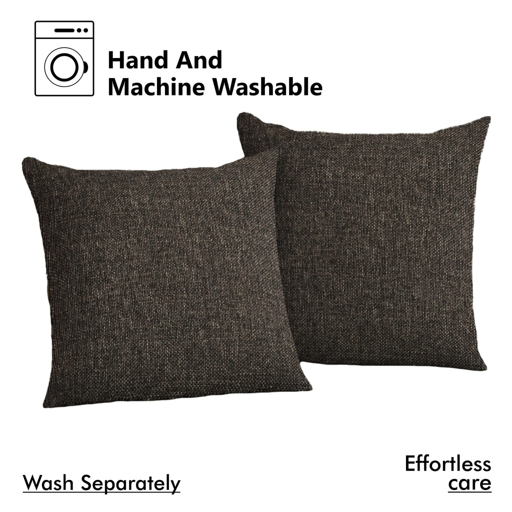 Yellow Weaves Jute Texture 250 TC Cushion Covers, 16 X 16 Inches,Brown, Set Of 3