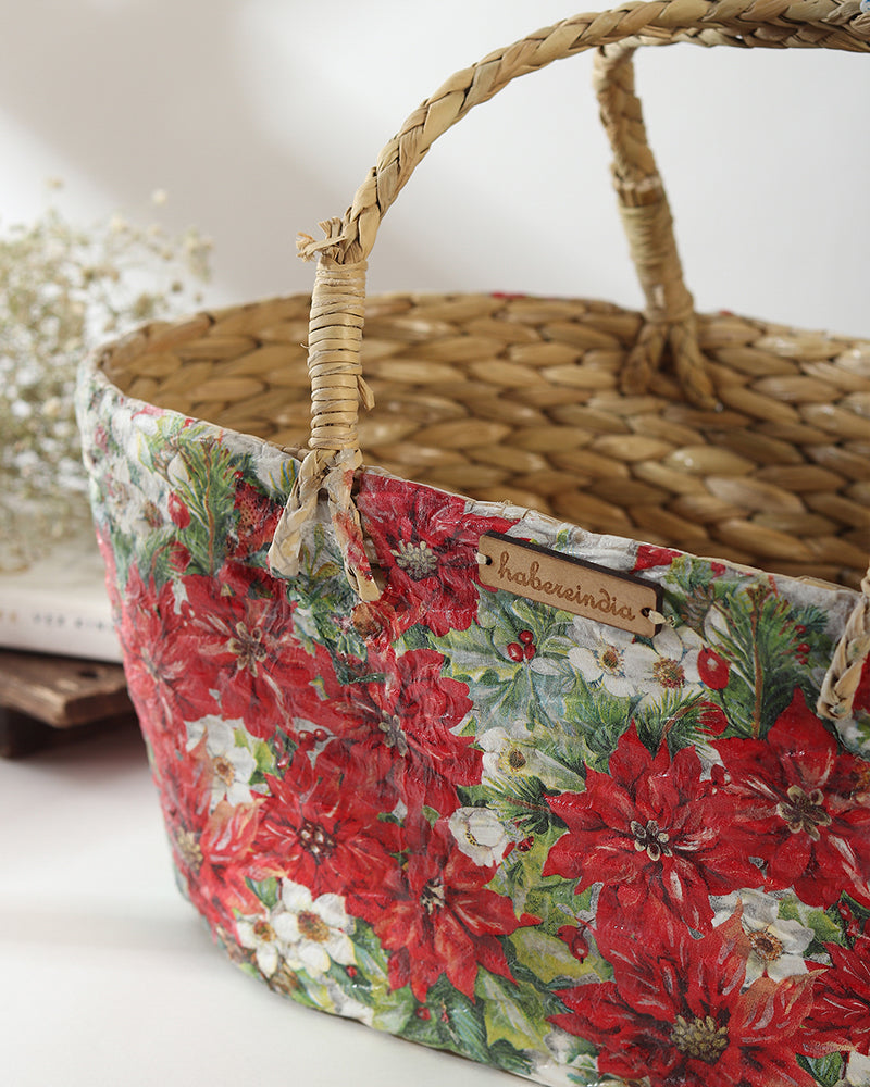 Handcrafted Seagrass Gift Basket for Elegant Festive Hampers and Eco-Luxe Decor