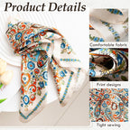 CoolShef Silk Satin Square Scarf for Women 70x70cm – Stylish Print Head Neck Scarf Bandana Neckerchief, Soft Lightweight Hair Accessory for Daily or Office