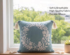 Furnistitchs Handmade Tufted Boho Cushion Covers 12x12 Inches | Embroidered Sofa Pillow Cases | Rustic Bohemian Decorative Throw Cushions for Couch Bedroom Living Room (1, Green Garland)