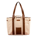 Urban Space Women Tote Bag | Canvas Handbag with Zip closure | Tote Bag for Office | Handcrafted Ladies Shoulder Purse for Office | Laptop bag | Padded Laptop space For Upto 16 - Natural Beige