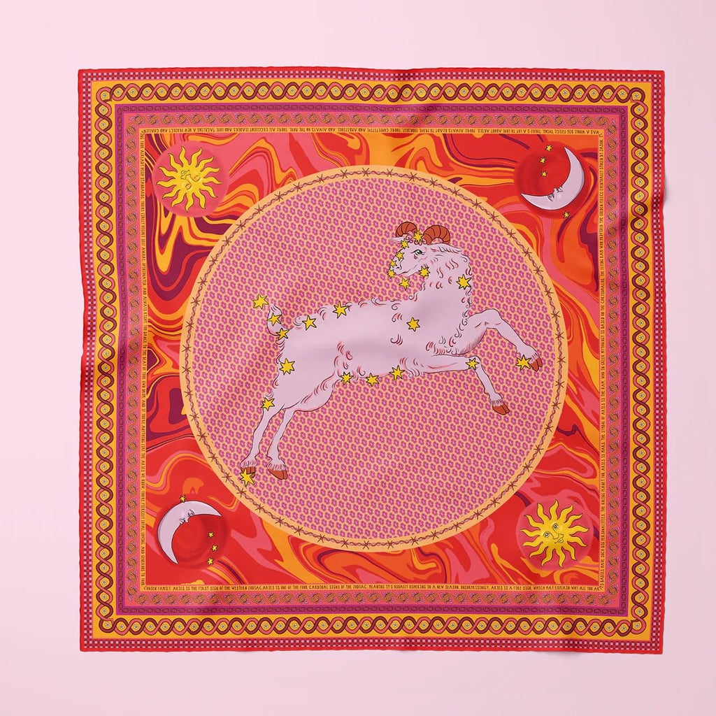 ULOS Women's Zodiac Signs Print Satin Scarf - Neck Scarf (Square) (22x22) (12 Designs)