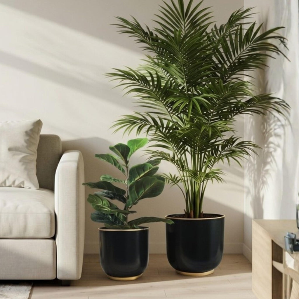 BEHOMA Metal Planters Black (Set of 2)