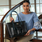 HIE Carol Women's Tote Bag | Stylish Medium Vegan Leather Laptop Tote Fits Up to 16 | Spacious Main Compartment, Front & Back Pockets | Ideal for Office, Work & Travel