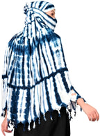 HETVIN Cotton Long Scarf Cum Mask Scarves Usable for Vehicle Driver | White Printed Design Fabric | Universal Size | Soft & Breathable Sun Protection | For Girl & Women (Leriya - Blue)
