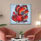 VIBECRAFTS 3 Pieces Abstract Ganesh Ji Art Canvas Wall Painting Fitted With Wooden Frame For Home | Office | Living Room | Gifts (PTVC3Pcs1_9572)
