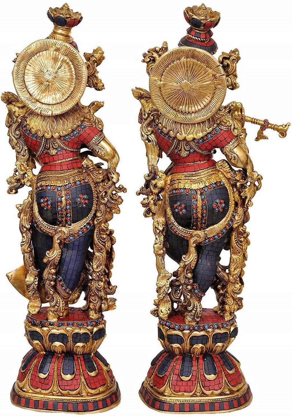 SVARUP Brass Big Radha Krishna Idol Radhay Krishan Murti in Multicolor Height 29 Inch