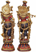 SVARUP Brass Big Radha Krishna Idol Radhay Krishan Murti in Multicolor Height 29 Inch