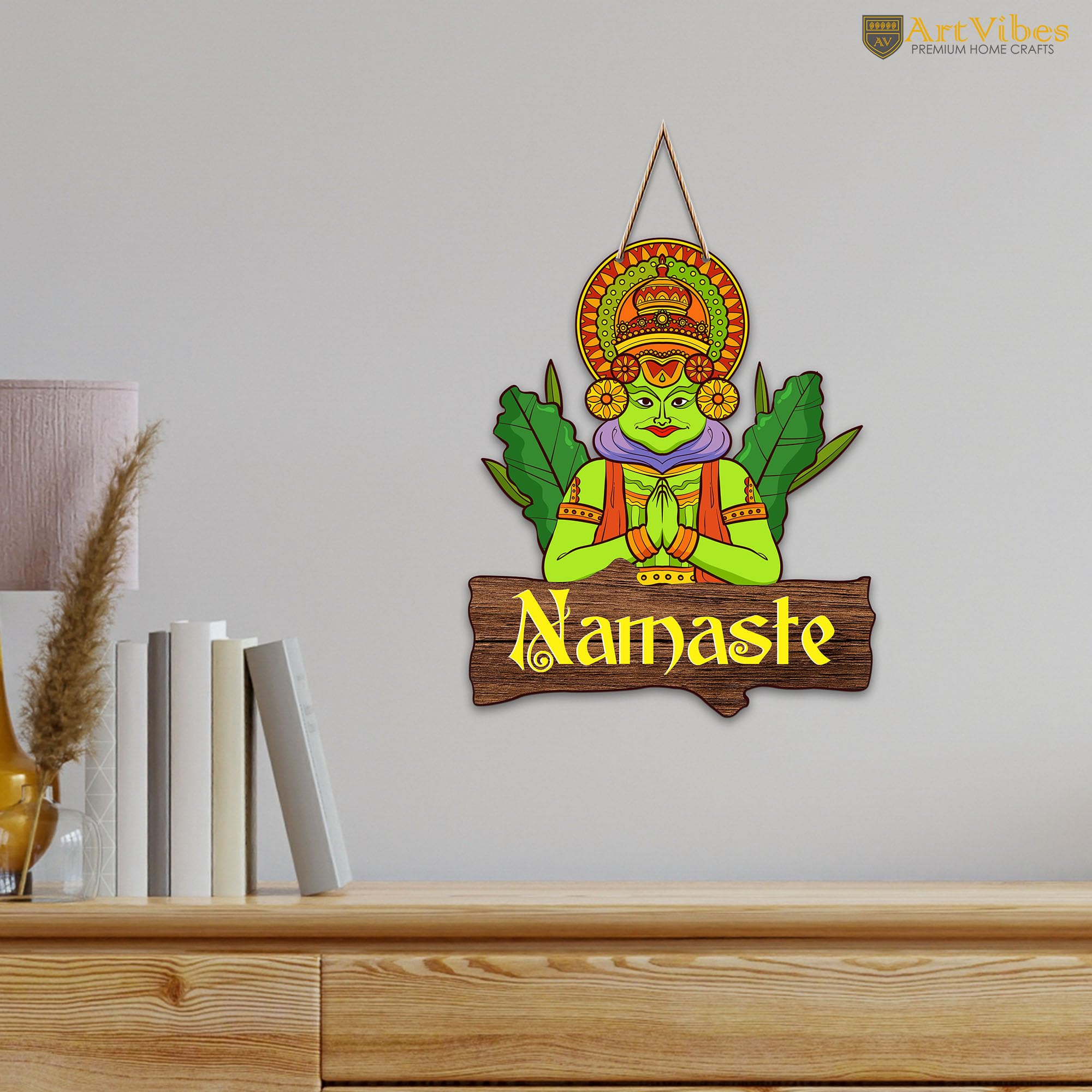 Artvibes Namaste Quote Decorative Wooden Wall Hanger for Gateway | Home Decor | Office | Gifts | Bedroom | Designer Artwork Decor Items for Living Room (WH_8703N)