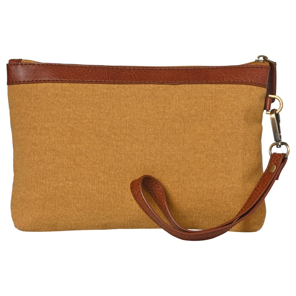 Mona B Canvas Tote Handbag for Women with Pouch perfect for Travel, College and office Use - Mustard