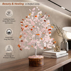 Axilla Natural Rose Quartz Crystal Tree with Wooden Base | Heart Chakra Healing Pink Stone Tree of Life | Feng Shui Romantic Room Decor & Positive Energy Good Luck Gift for Couples