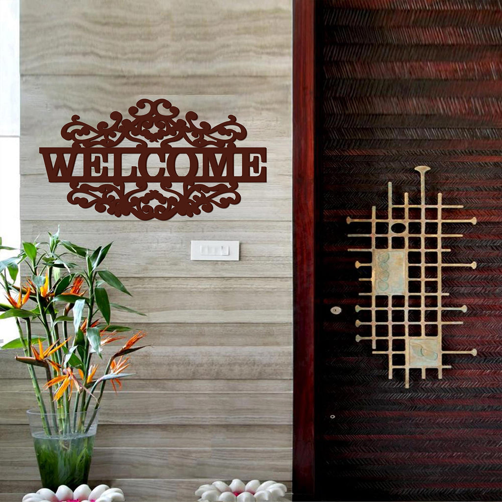 VIBECRAFTS Welcome MDF Wooden Wall Hanger for Home Decor|Office|Gift (WHVC1Pcs1_50008)