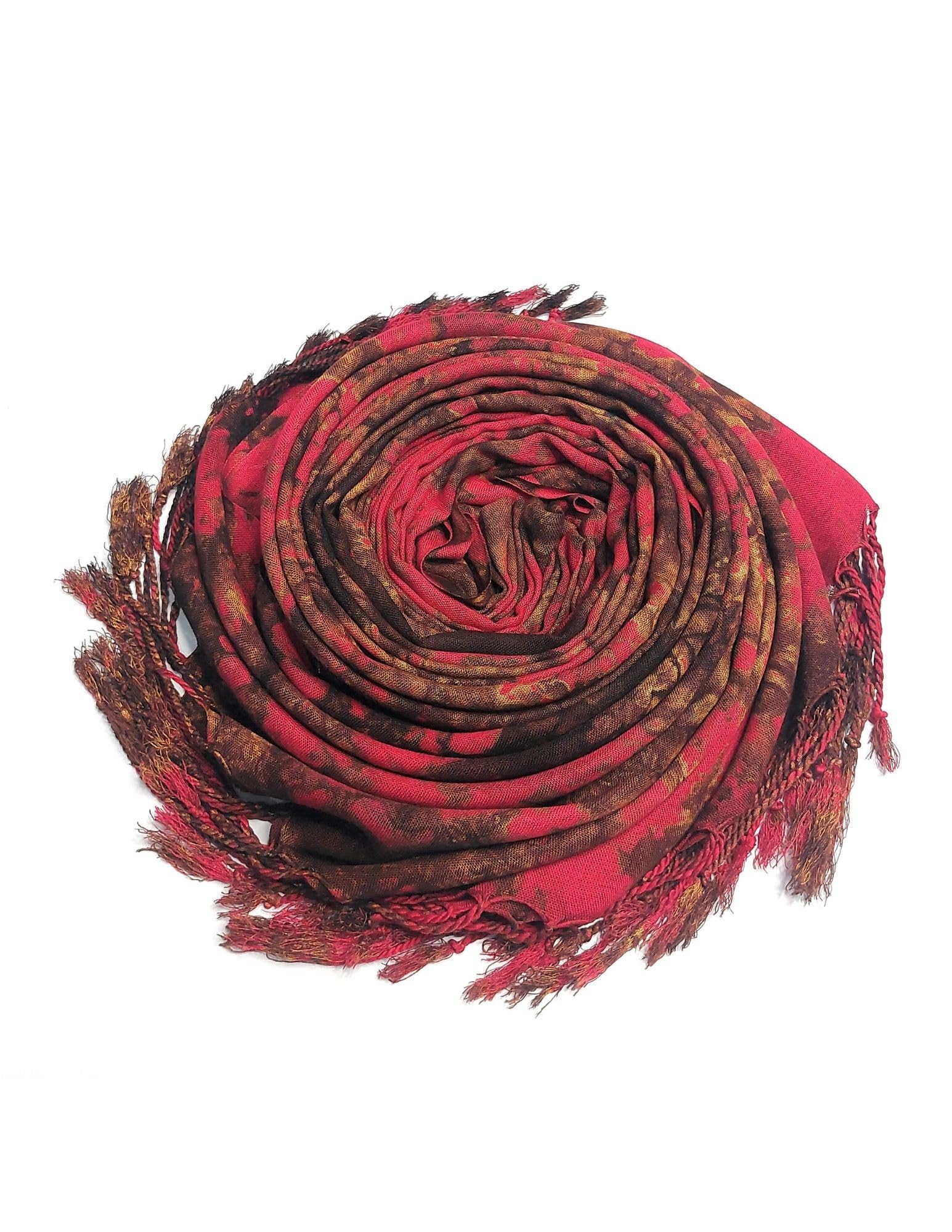 Chandwasia scarves, Viscose Rayon Fabric stole & Shawl || Scarf STOLE for Girls/Ladies/Women/Men for Summer & Winters - Deep Red With Brown