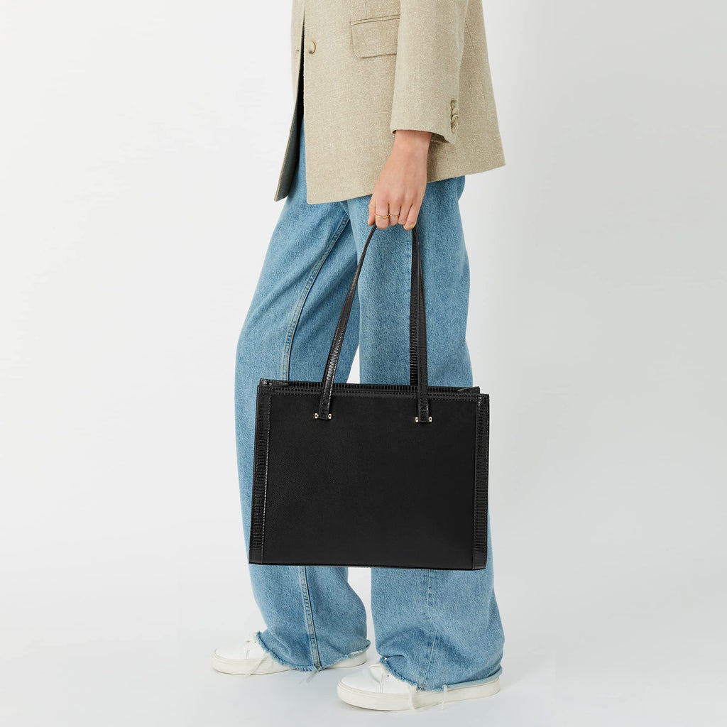 Accessorize London Women's Fabric Rosie Book Black Shoulder Tote Bag (BLACK)
