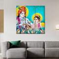 VIBECRAFTS Beautiful Radha Krishna 3 Pieces Canvas Wall Painting Fitted With Wooden Frame For Home | Office | Living Room | Gifts (PTVC3Pcs1_9541)