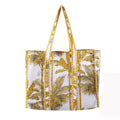 Ravaiyaa - Attitude is everything Women & Man Beautiful Printed Cotton Grocery Shopping Bag | Shoulder Bag | Cotton Tote Bag | Travel Tote Bags 18x5.5x16 Inch (Yellow Palm Tree)