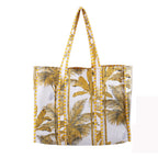 Ravaiyaa - Attitude is everything Women & Man Beautiful Printed Cotton Grocery Shopping Bag | Shoulder Bag | Cotton Tote Bag | Travel Tote Bags 18x5.5x16 Inch (Yellow Palm Tree)