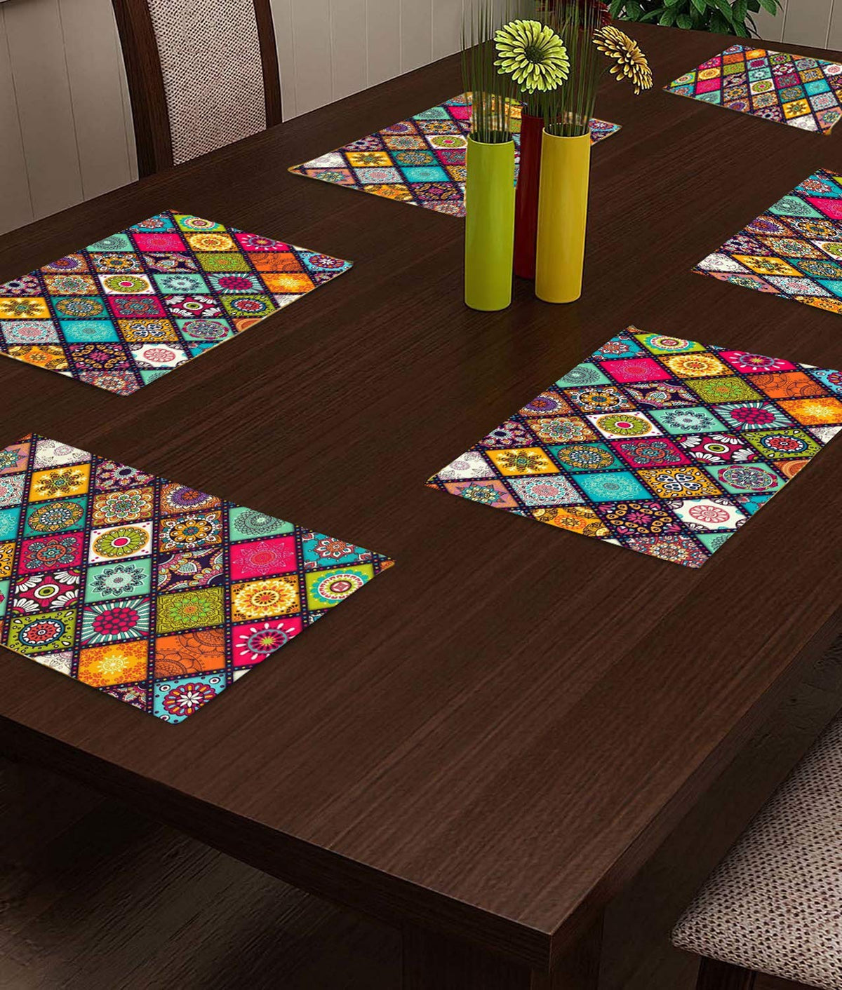 REVEXO Plastic Table Rectangular Placemat Mat (44X29 cm) - Set of 6 Kafalo