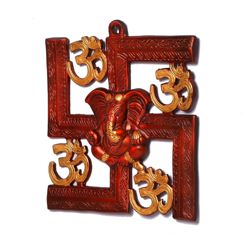 KridayKraft Ganesha Metal Statue,Ganpati Wall Hanging Sculpture,Metal Swastik Ganesha Murti Lucky for Home & Office,Religious Showpiec Gift idol on Diwali,Birthday,Wall Decorative Feng Shui Article...