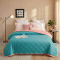 HOMEKART Colour Pop Microfiber Comforter 80x90 Inch | Double Bed Reversible AC Comforter | Soft Quilted Lightweight Blanket | 150 GSM Cozy All Season Comforter (Caribbean Blue) Kafalo
