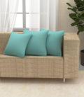 Yellow Weaves Cotton 250 TC Canvas Decorative Cushion Covers, (24 X 24 Inches), Set Of 3, Powder Blue