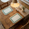 Upaado Faux Leather Dining Table Placemats | Waterproof, Heat & Stain Resistant | Easy Hand Wash | Pack of 2 ? Dark Green Kafalo