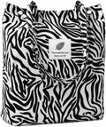 Kawn® Women Corduroy Tote Bag Canvas Shoulder Cord Purse Reusable Shopping Bag Grocery Bag Large Capacity Washable Handbag Girls Shoulder Bag with Inner Pocket For Daily Use Work Travel (Zebra)