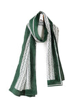 Ravaiyaa - Attitude is everything Hand Block Printed Cotton Long Stole Scarves Hijab Neck Wrap Scarf 71 X 21 Inch (White Green Waves), (female)
