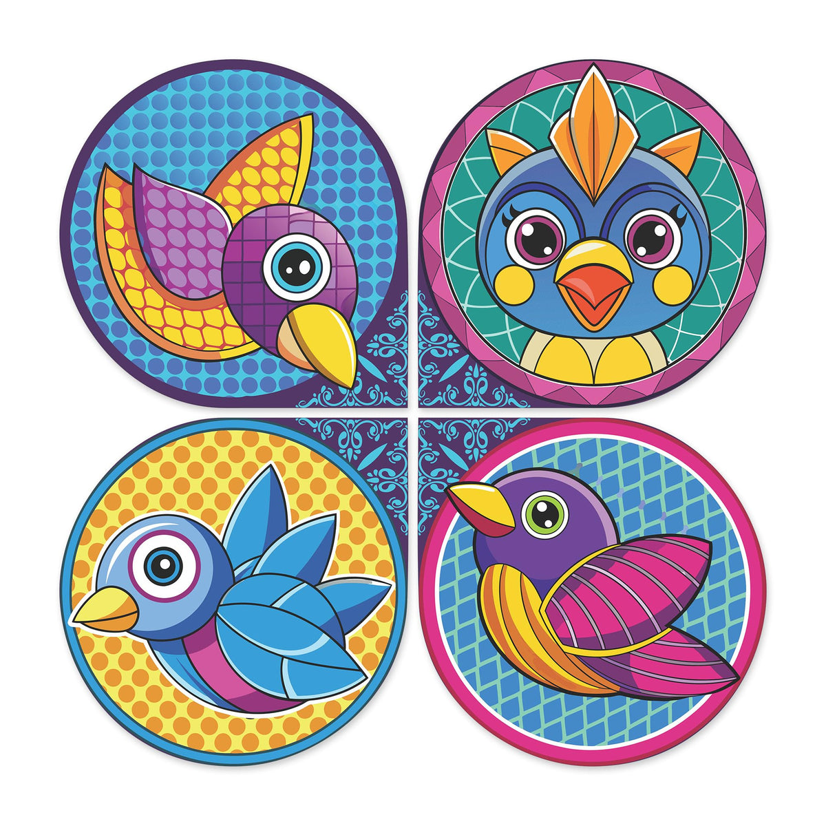 Artvibes Birds Decorative Wall Art MDF Wooden Wall Hanger for Living Room | Garden Balcony | Decoration Wall Hanging Items | Trendy Decor | Aesthetic Wooden Decor | Ideal Gifts (WH_8424N), Set of 4