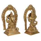 ARTVARKO Brass Ganesha Laxmi Ganesh Lakshmi Bhagwan Idol Sitting Ganpati Murti Metal Statue for Home Office Success Entrance Décor Diwali Pooja Good Luck Gift 8 Inch