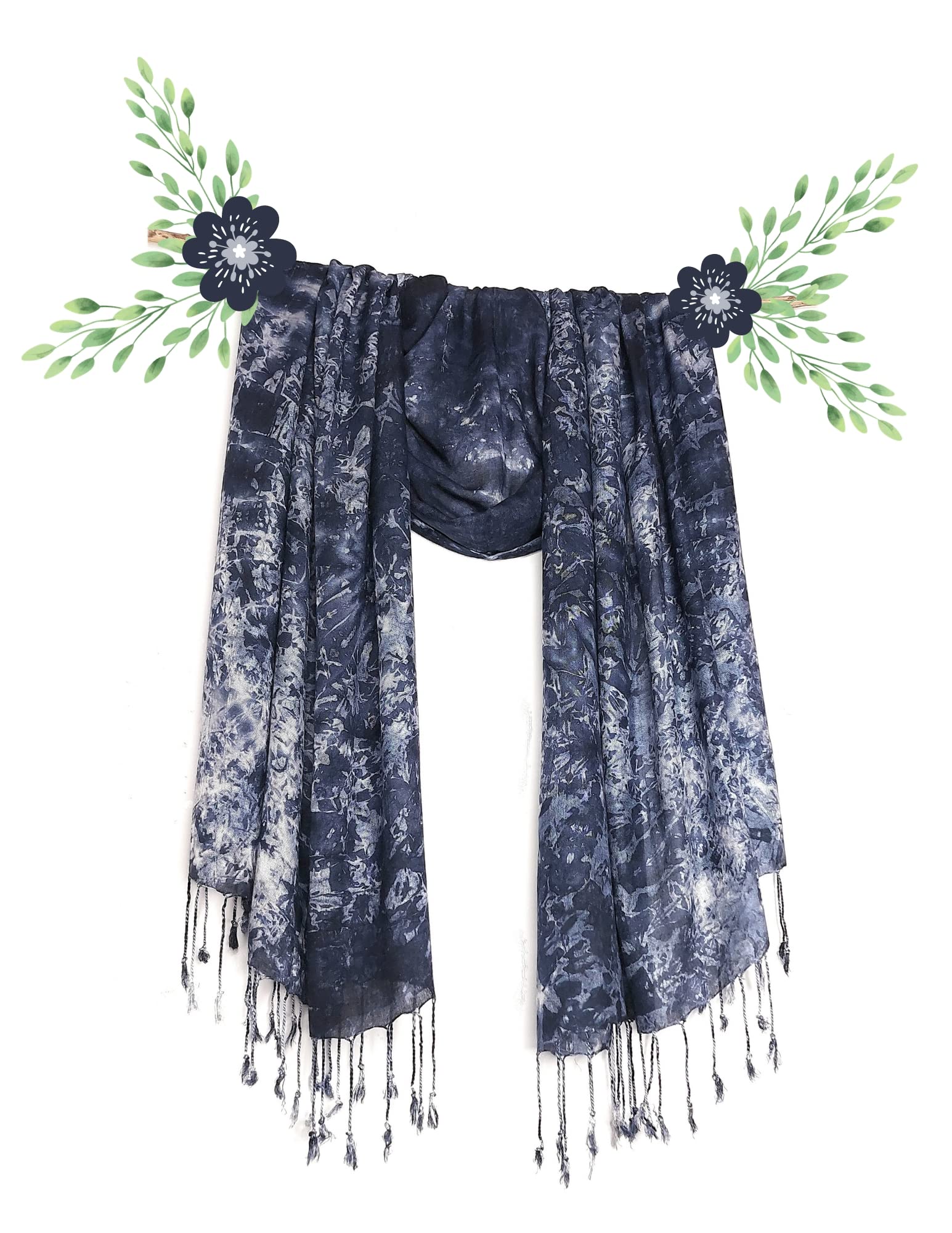 Chandwasia Rayon Shades Shibori Pattern Scarf, Scarves, Viscose Fabric Stole & Shawl Design for Men & Women for Summer & Winters