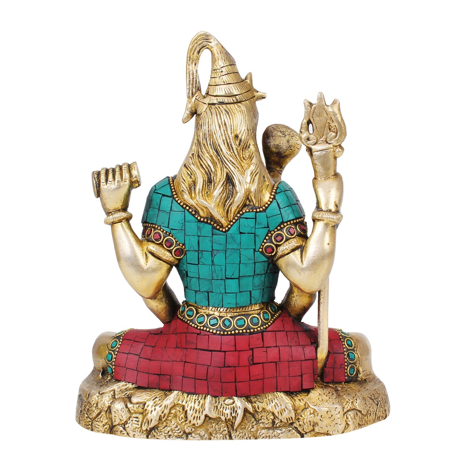 SVARUP Lord Shiva Brass Blessing Bhagwan Shiv Murti with Trishul Statue Home Decor Mandir Puja 8 Inch Multicolor 1 Pcs