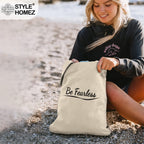 Style Homez Classic Eco-Friendly & Reusable Cotton Canvas Grocery Tote Bag, Medium Size 16 x 14 Inch Natural Color (BE FEARLESS)