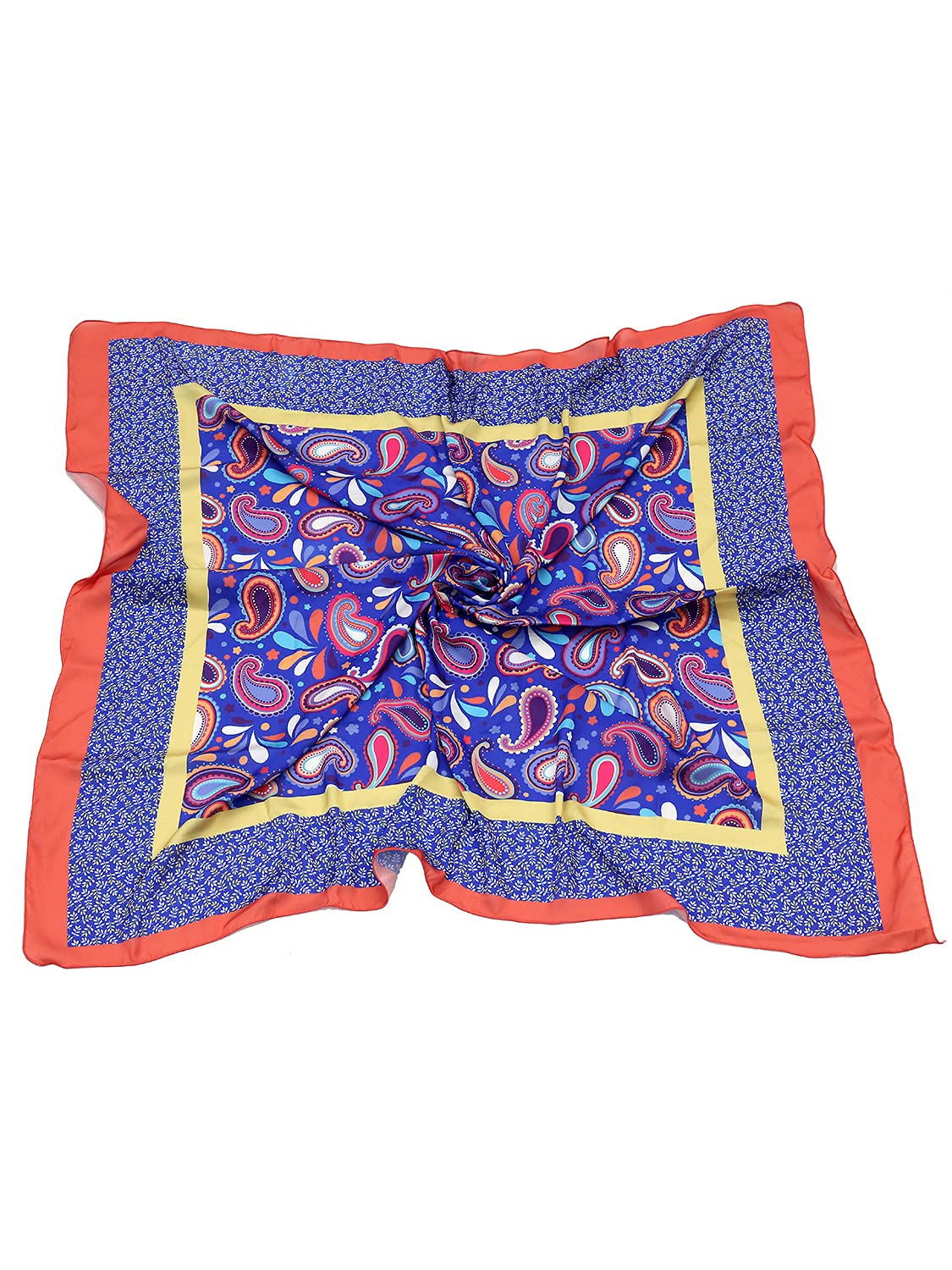 leeza store Women's Royal Blue Paisley Digital Printed Silk Scarf For Women – 40 X 40, Luxurious Soft Satin Feel, Elegant Neck & Head Accessory
